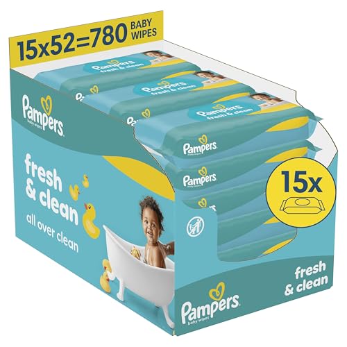 Pampers Fresh Clean Baby Wipes 12 Packs of 80 Wipes = 1200 Baby Wet Wipes All Over Clean