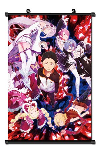 MXDZA Japanese Anime Re - Zero kara Hajimeru Isekai Seikatsu Fabric Painting Anime Home Decor Wall Scroll Posters for decorative 40x60CM
