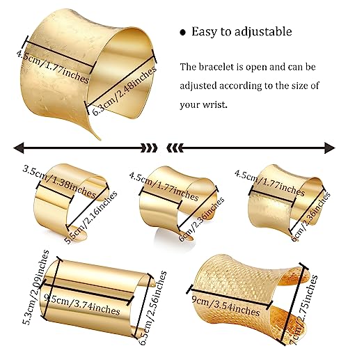 WAINIS 2 Pcs Cuff Bangle Bracelets for Women Open Wide Bracelets Gold Silver Wrist Cuff Wrap Bracelet Adjustable Jewelry Gift2