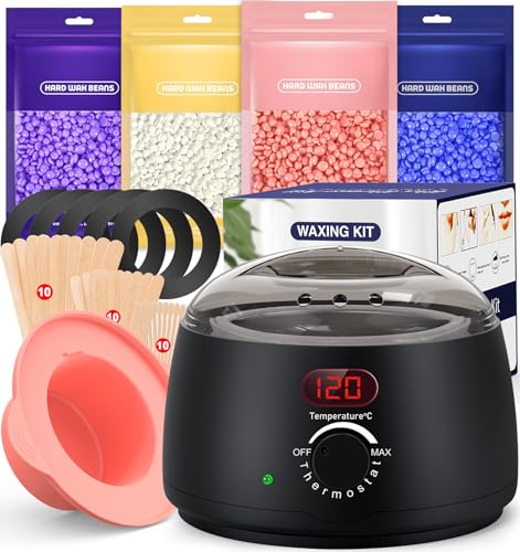 Waxing Set Wachs Haarentfernung Gesicht Körper: Wax Maschine Wachswärmer mit Silikon-Schale, 400g Wax zur haarentfernung, Warmwachs haarentfernung set