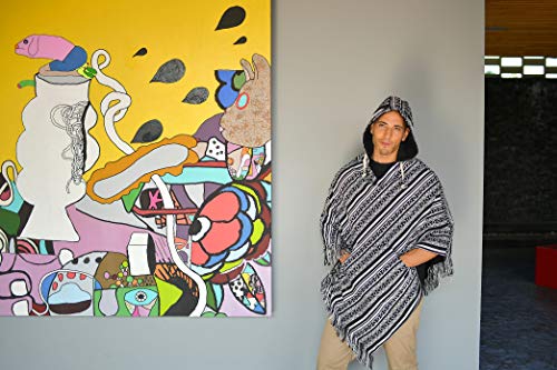 Image of Virblatt - Men's Mexican Poncho | 100% Cotton Baja Hoodie | Reversible Winter Cape | Warm Hooded