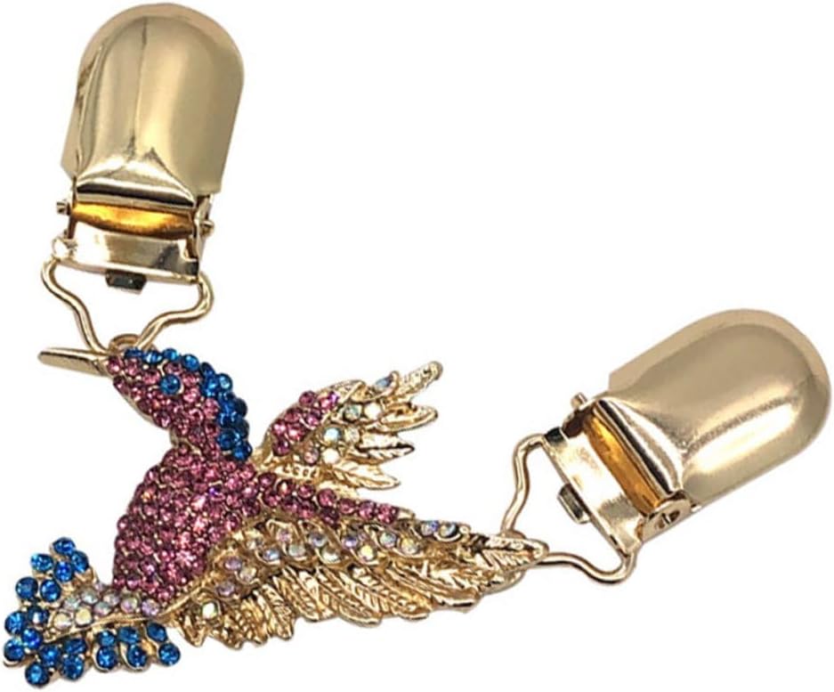 Sweater Clips Hummingbird Brooch Colorful Rhinestones, Cardigan Collar Clips Scarf Buckle for Women, Fashion Shawl Fasteners Decorative Clothes Pins