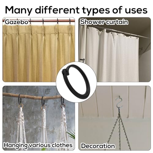 50pcs Plastic Hooks for Gazebo Curtains, Smooth Sliding Plastic Curtain Track Rings Hooks Practical Gazebo Accessories for Mosquito Nets Canopy Home Hotel Shower Outdoor (Black, Round) - Image 6