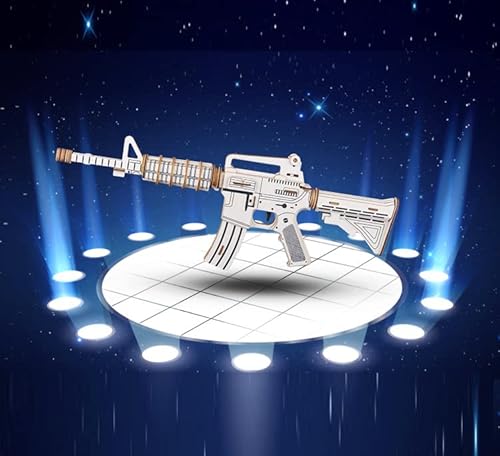 4 Pieces 3D Wooden Gun Shape Puzzles Diy Assembly Gun Puzzle Unfinished Crafting Carbine Assault Gun Puzzles Hobby Puzzle Wood Craft Model #TOP1
