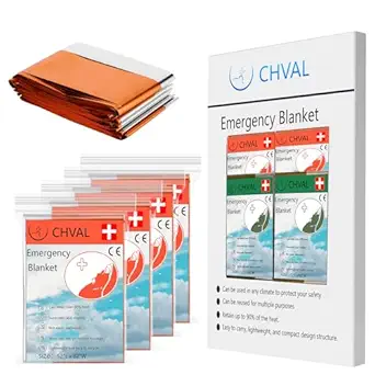 CHVAL Emergency Blanket Space Blanket Mylar Thermal Blankets Waterproof All-Weather Portable 52 x 82