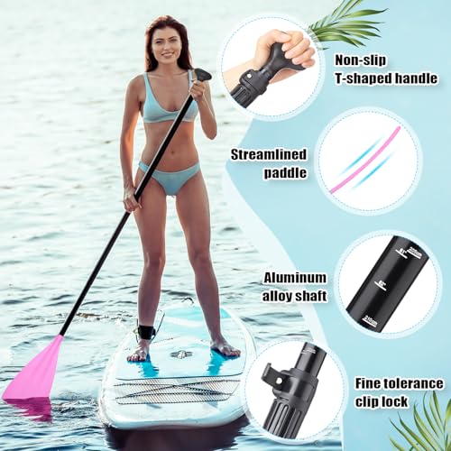 Image of Hollowfly 4 Set of 3 Pieces SUP Paddle Board Paddle Adjustable Paddleboard Lightweight Stand up Oar Aluminum Alloy Floating Replacement Oar Adjustable Aluminum Alloy Shaft for Surfing