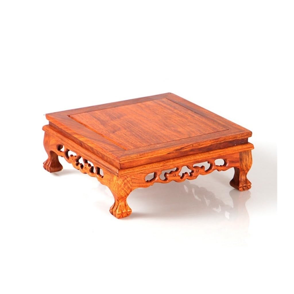 MPOPO Bonsai Pedestal Potted Plant Base Wooden Retro Tea Tray Bonsai Small Square Teapot Vase Decorative Serving Vase Display Stands Pedestal Base(A)