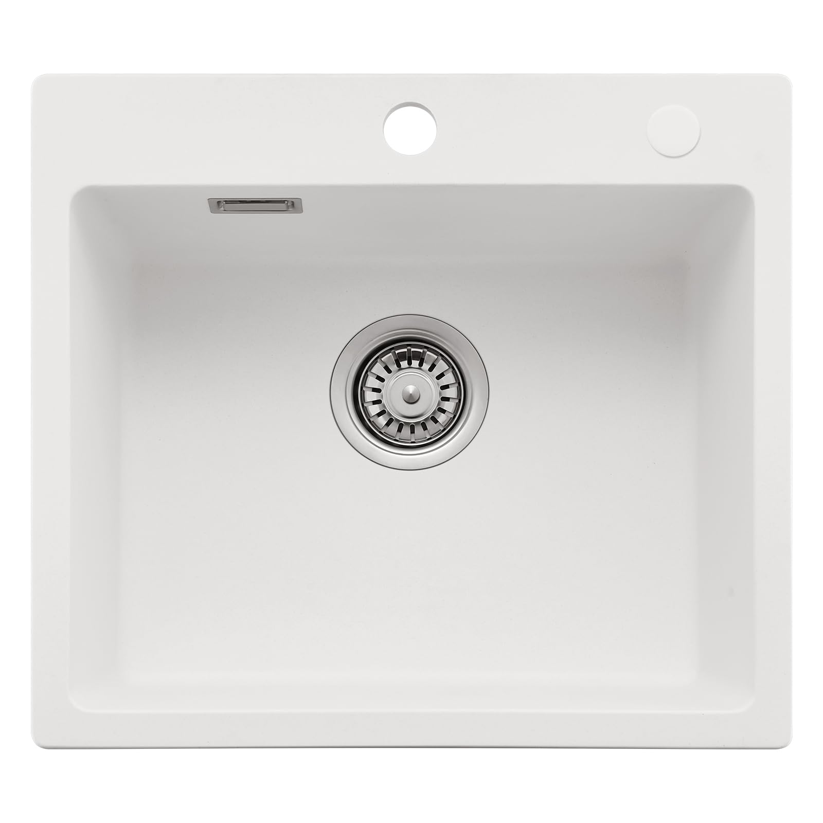 CECIPA Fregadero de cocina de 50 x 45 cm, 80% arena de cuarzo de granito, 1 lavabo empotrable, incluye sifón y sobre