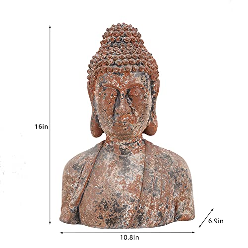 Floryden Buddha Statue For Home, Meditating Buddha Bust Statues, Rustic Spiritual Buddha Head Statue, Naturel Antique Bronze Rust Finish, 16.2" H Magnesia (Magnesia) #TOP2
