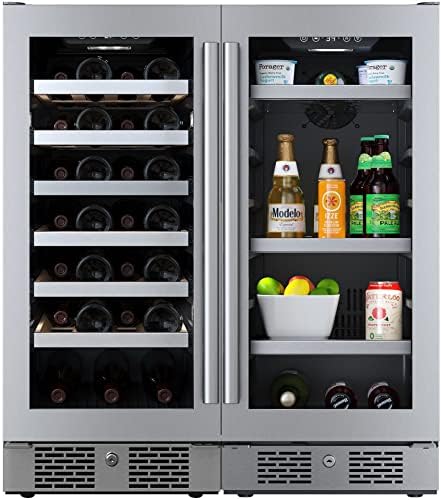Avallon AWCBV2786 30 Inch Wide 27 Bottle Capacity Single Zone Wine Cooler and 86 Can Capacity Beverage Cooler with with Double Pane Glass, Touch Control Panel, and Lockable Doors