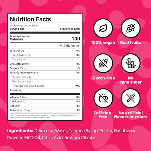 Image of GloGlo Dextrose Energy Chews | Glucose Gummies for Running, Cycling & Endurance | Fast Glucose Gel Packs Alternative for Long Runs & Rides | Running Gummies Built for Athletes | Vegan, Gluten Free | Raspberry | 60 Gummies (10 Packs of 6)