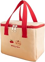 Vista 6 de RICHTRUE Lonchera Kawaii para niñas, lonchera aislada, lindas bolsas de almuerzo para mujeres, lonchera aislada para niños (cereza-Flip)