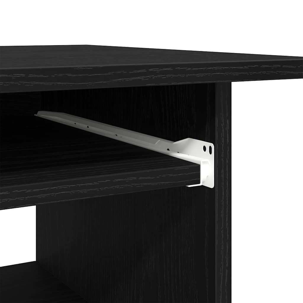 Scrivania nera effetto rovere, 80 x 45 x 74 cm, scrivania per computer in legno con scomparto, tavolo da ufficio moderno, piccolo tavolo da lavoro per casa e studio