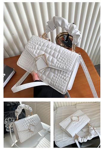Bolso pequeño con asa superior y detalles metálicos, estilo tote texturizado, para mujer miniatura 6