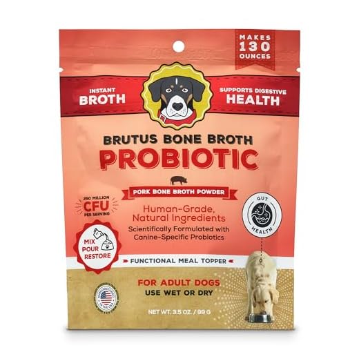 Brutus Broth Dog Food Topper - Instant Bone Broth Powder with Probiotics for Dogs’ Daily Digestive Health - Human-Grade Quality, Serve Dry or Wet - Pork Flavor, 3.5 oz (Pack of 1)