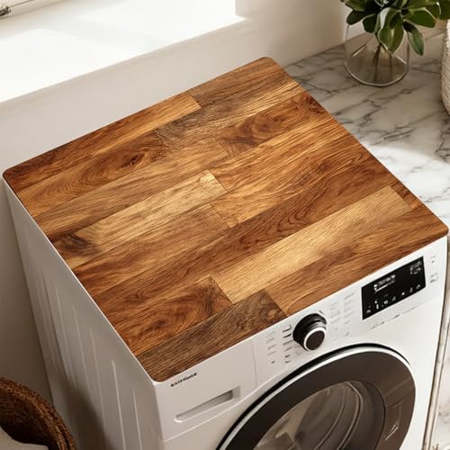 Image of Washer Dryer Top Cover Mat, Non-Slip Laundry Room Decor, Laundry Room Kitchen Appliance Decor Protector Universal 23.6 inchx19.7 inch (Wood Grain 2)