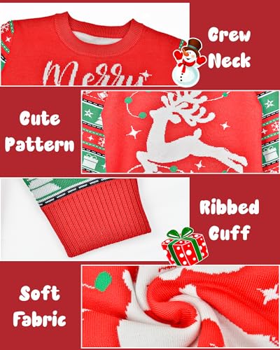 Girls Sweaters Kids Girls Crewneck Long Sleeve Knit Christmas Sweater Winter Cute Tops Pullover4