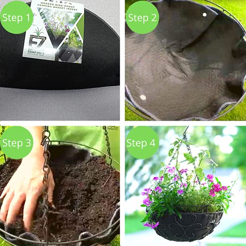 Ez Swap 16" Round Fabric Coconut Liner Replacement, 16 Inch Fabric Liner For Hanging Flower Baskets, 16 Inch Round No Coco Liner For Hanging Planters, Use 3+ Seasons! #TOP2