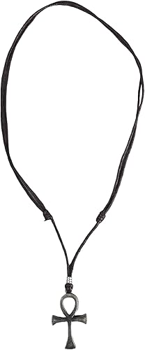 Miniatura 10 de BlueRica Ankh - Colgante de cruz de la vida en collar de cuerda negra ajustable plata antigua Fibra natural