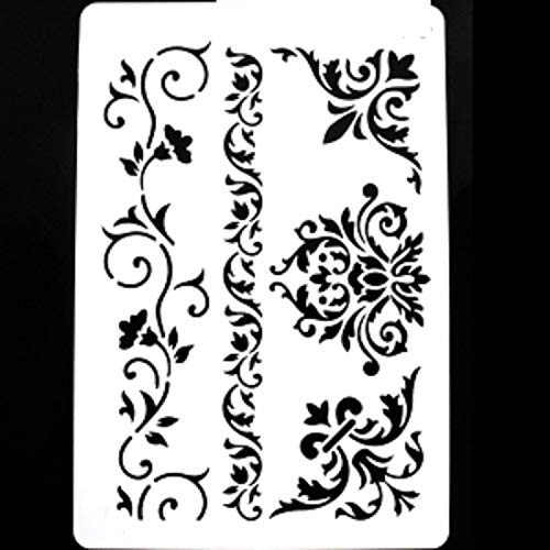 Boutique d'isacrea Pochoir Plastique 30 * 21cm : Frises, Angles et Fleurs baroques