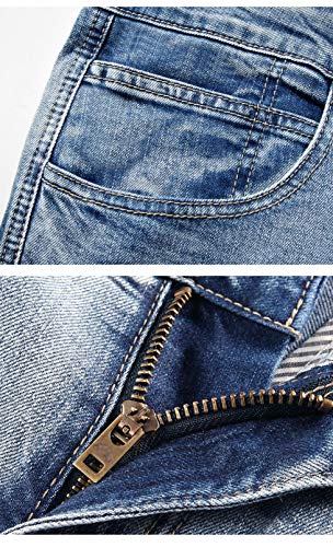 Idopy Men`s 3/4 Cargo Denim Shorts Biker Jeans With Multi Pockets Blue/32 #TOP5