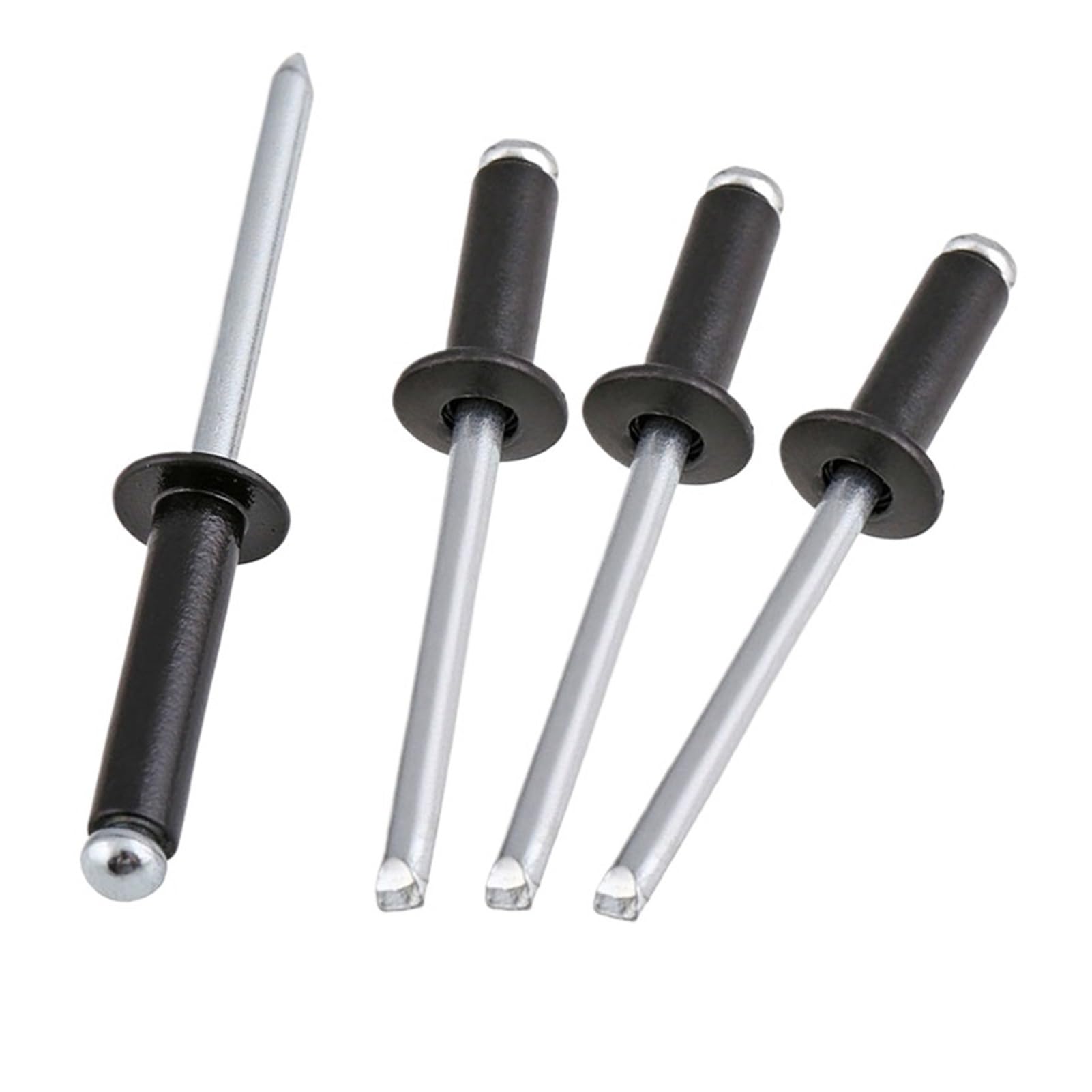 remaches ciegos, Remache ciego galvanizado, ancla de cabeza redonda aluminio negro, mandril vástago acero, escape M2.4 .8 M3 .2 M4(12mm,M3 (100Pcs))