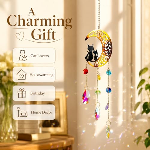 Moon Crystal Suncatcher, Garden Suncatcher, Boho Home Decor | Crescent Moon Crystal Decoration for Window Garden Balcony, Decorative Hanging Ornament, Ideal Gift for Women Girls — view 5