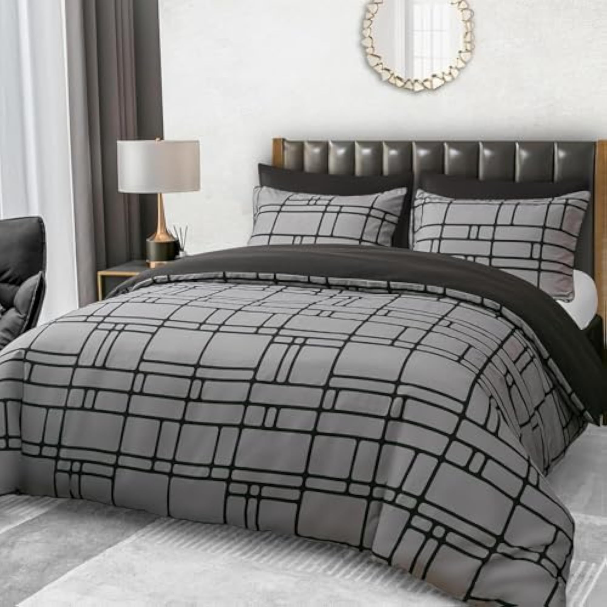 Queen Size Premium Microfiber Duvet Cover Set, 3 Pieces