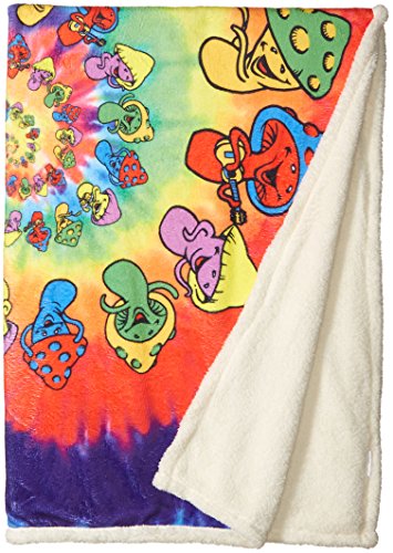 Liquid Blue Men s Spiral Shrooms Hippy Tie Dye Warm Coral Fleece Throw Blanket, Multi, 50  X 60 