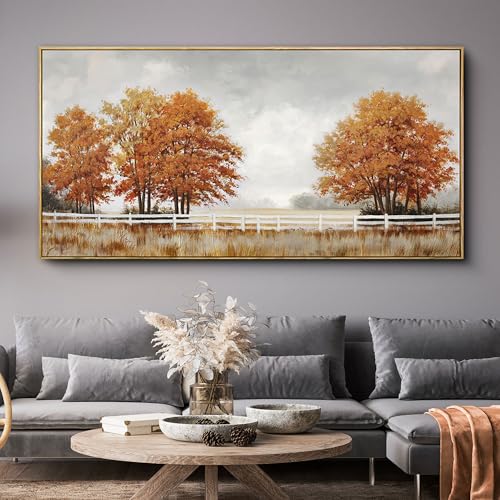 yiijeah Orange Wall Art - Large Canvas Living Room Wall