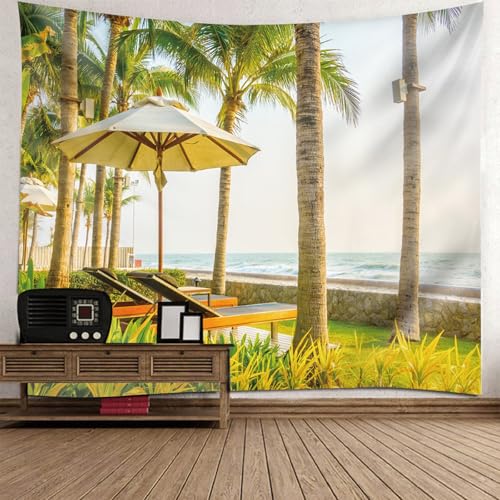Tapisserie plage et cocotiers 350x256 grand format tenture murale tissu salon
