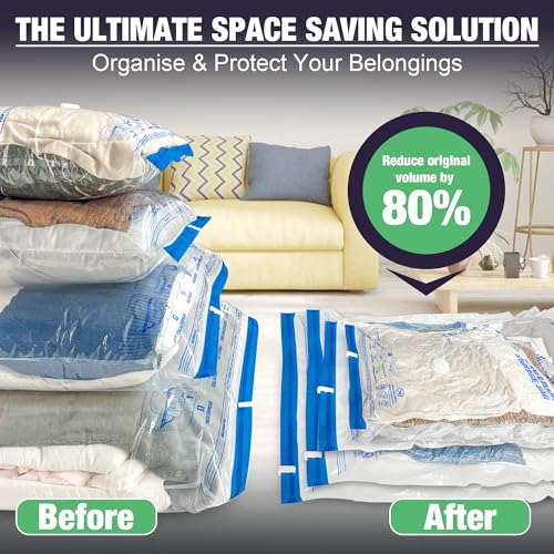 Image of 15 Jumbo Vacuum Storage Bags for Bedding, Vacuum Seal Bags for Clothing | Extra Large XL, Airtight Triple Seal, Save 80% Space, Hand Pump, Work with Vacuum, Double Zip, Reusable, Easy to Use