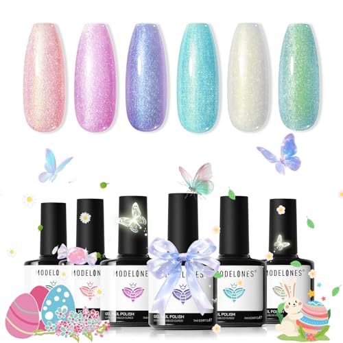 modelones Gel Nail Polish Set, 6 Colors 2026 Spring Pastel Easter...