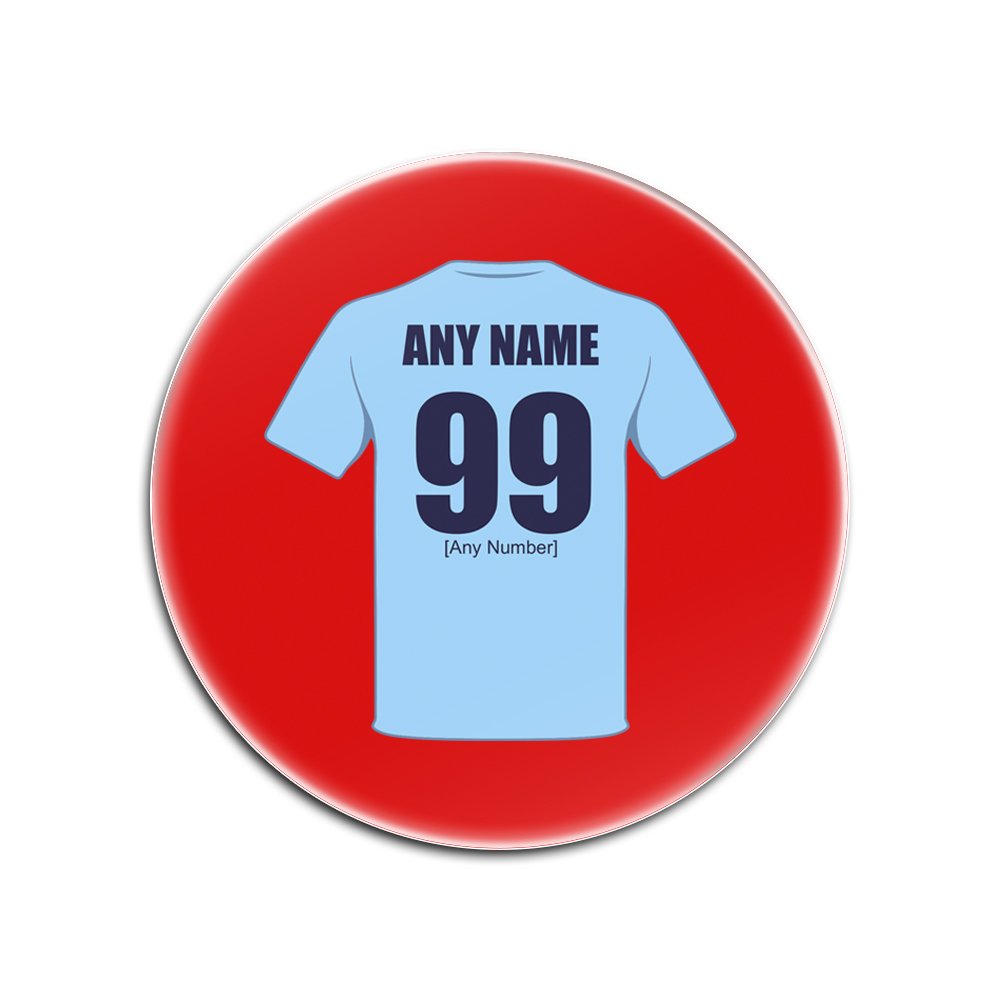 UNIGIFT Personalised Gift - Manchester Round Gloss Hardboard Coaster (Football Club Design Theme, Colour Options) - Any Name/Message on Your Unique Mat Pad - The Citizens Sky Blues City — image 1