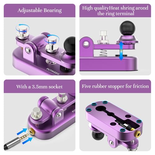 Image of Mini Morse Radio Key CW HAM Send Telegram Double Paddle Morse Code Key with Aluminum Alloy Body Base (Purple)