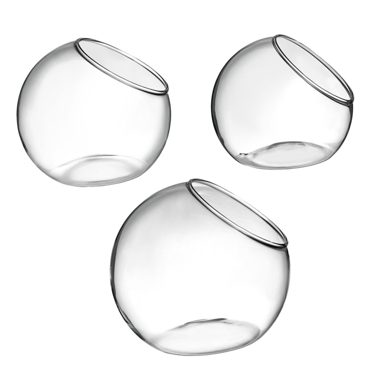 INOOMP Set da 3 Terrari in per Piante Grasse e Bromelie, Design Moderno Inclinato, Apertura Facile senza Bave, per Decorazioni Casa e Regali