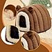 Bothyi Hamster Bed Hideout House Warm Anti Slip Hut Guinea Pig House Nest for Rat Hedgehog Chinchilla Dwraf Hamster Cage Accessories, Brown