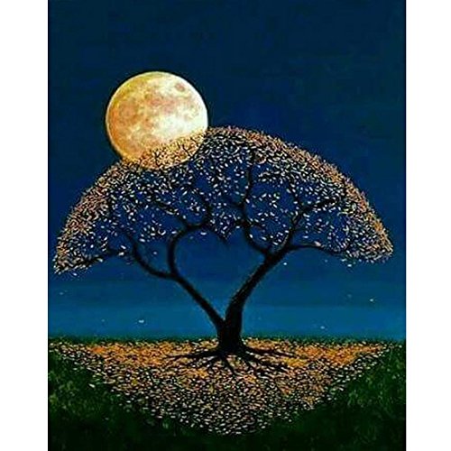 Peinture Diamant 5D DIY Point de Croix Peinture, La Nuit Est Belle,Décoration de Maison Diamant Broderie Strass Point de Croix Art Plastique Arts Décoration Murale 20 * 35cm Cover