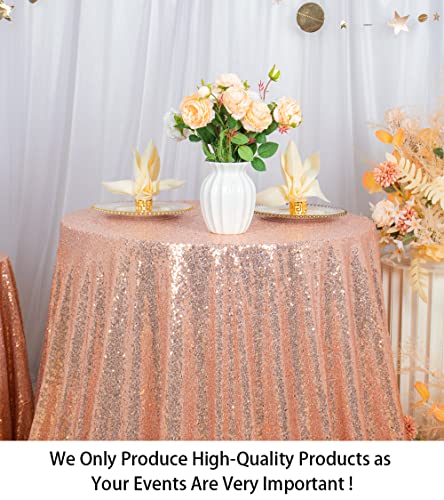 50''X50'' Square Rose Gold Sequin Tablecloth Glitter Table Overlays Small Sequin Table Cloth For Round Tables Sequin Overlays, Runners, Gatsby Wedding, Glam Wedding Decor, Vintage Weddings #TOP1