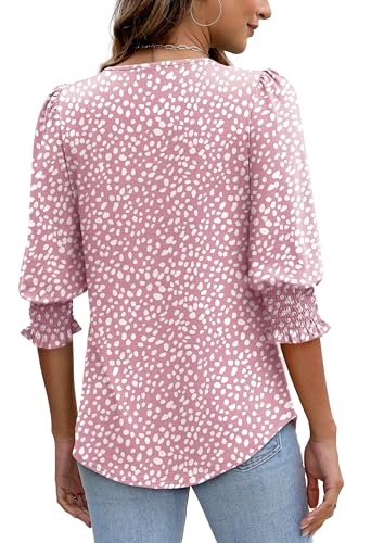 Image of XIEERDUO Blouses for Women Dressy Casual 3 /4 Length Sleeve Womens Tops with Smocked Cuffs