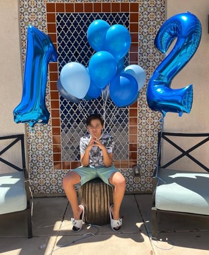 Image of Number Balloons 12 Balloon 40 inch Dark Blue for 12 21 Birthday Decorations | Saturated Color, Large 40 in, With Inflation Straw & Hanging Hole, Great for Men's Party, Back-To-School Season, Pool Party