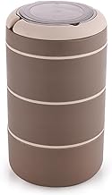 Food Insulated Airtight Leak-Proof Lunch Box, Stainless Steel Lunch Box for Office, School, Picnic 3 Layer (550 + 400 + 400 ML) - Brown