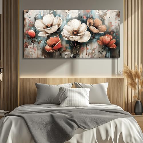 FUHAIHUA Canvas Wall Decor For Bedroom Large Wall Art For Living Room Office Decorations Boho Wall Pictures Flowers Landscape Paintings Artwork Aesthetic Posters Ready To Hang Home Decor 24x48 In
