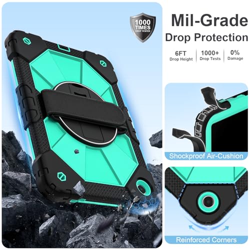Image of Nitupai for Samsung Galaxy Tab A11+ Plus / A9+ Case 2025 /2023 11 Inch, Mint | Rugged Galaxy Tab A11+ Case Samsung A9 Plus Cover with 360 Rotating Stand, Hand Strap, Shoulder Strap, Screen Protector