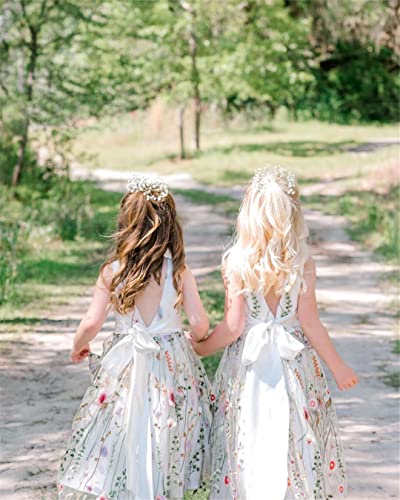 2Bunnies 3D Flower Applique Floral Fairy Embroidered Overlay Strap Tie Tulle One Shoulder A-Line Flower Girl Dress4