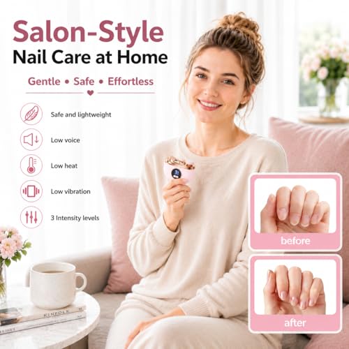 Electric Nail Clipper, Rechargeable 2 in 1 Fingernail and Toenail Trimmer with Polishing, Smart Electric Toenail Clippers with 3 Speeds for Adults Seniors Men Caregivers(LightPink) — view 3