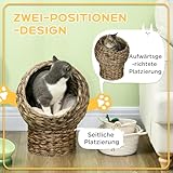PawHut Rattan Katzenkorb Katzenhöhle Katzenhütte Katzenbett mit Kissen Haustierbett Wasserhyazinthe Kaffee 40 x 37 x 51 cm