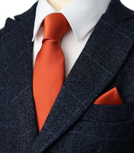 Image of Boy's Solid Tie with Pocket Square Set, Regular Necktie for Children and Kids, Self-Tied
