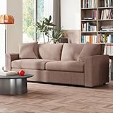 HOMCOM Modern 3 Seater Sofa with Spring Cushion, 212 cm Fabric Jumbo Cord Sofa Couch with 2 Scatter Cushions, Upholstered Corduroy Settee for Living Room, Bedroom, Home Office, Coffee - Image 8