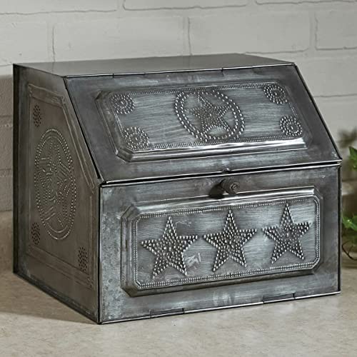BLACK FOREST DECOR Galvanized Tin Star Bread Box